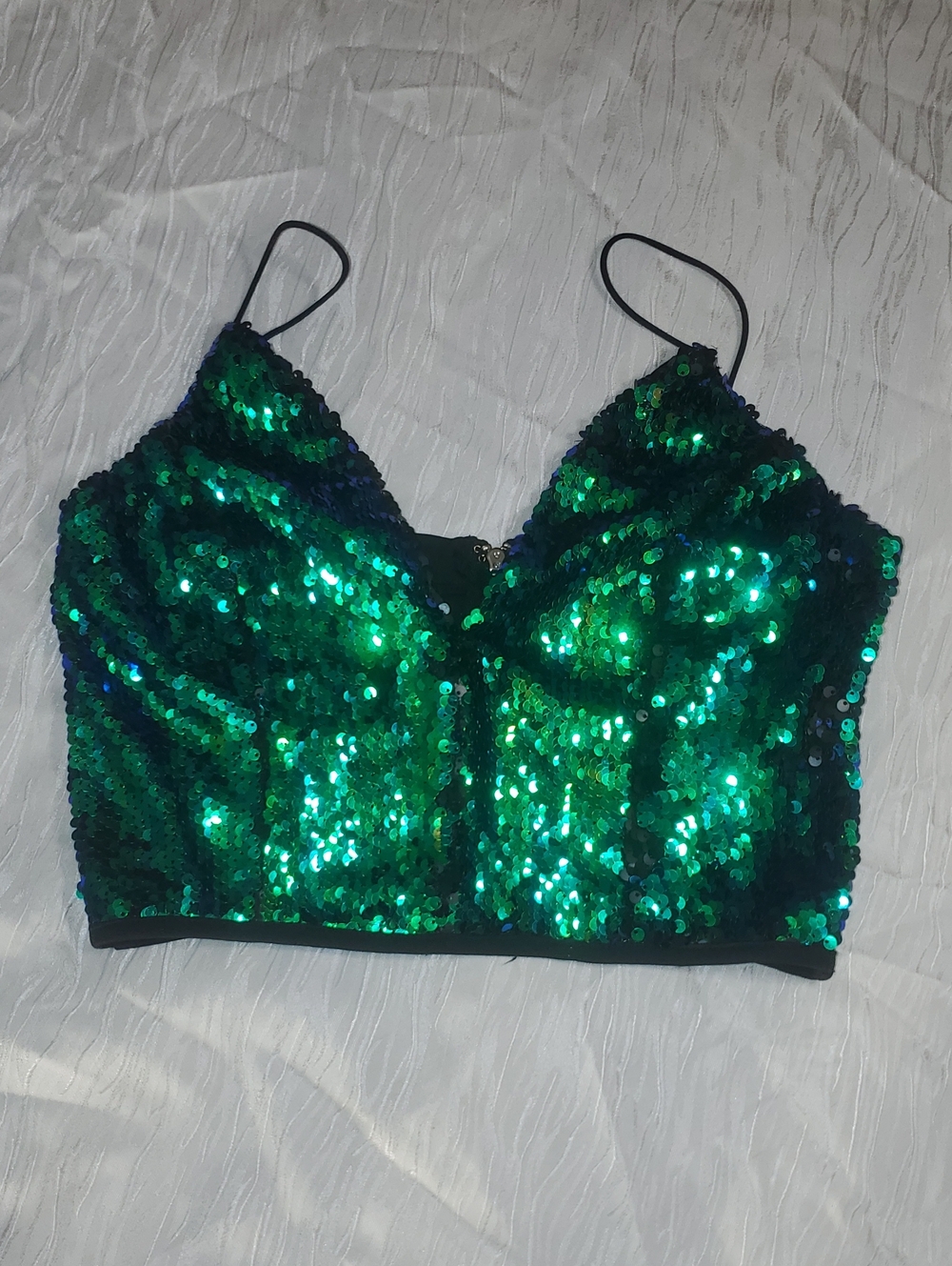 Entry Green Sequin Crop Cami